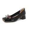 Elegantes Zapatos de Tacón Bajo para Mujer, Nuevo Estilo Primavera 2026, Cuadrado con Moño, Tacón Grueso, Cómodos para el Viaje Diario, Tacones Altos que No Cansan los Pies