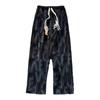 Calça Casual Estampa Total Sense de Cair Design Masculino Primavera e Outono Calças de Perna Reta Largas Versátil Comprimento Total até o Chão