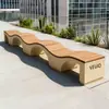 Banco de Parque de Aço Inoxidável para Exterior, Assento Moderno, Cadeira de Paisagismo com Encosto, Banco Longo para Pátio Externo, Cadeira de Lazer