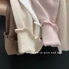 Camiseta base transpirable y amigable con la piel para niños, camiseta de manga larga lisa para otoño e invierno, con cuello medio alto y volantes para niñas, top versátil