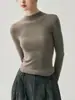 ¡Lavable en la lavadora! Suéter Base de Punto Delgado para Mujer Yangtze Yarn Extra Fino Sin Costuras Cuello Medio Alto 100% Lana