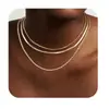 Collar de Clip de Papel con Circonita Transfronterizo Nuevo Producto Cadena de Clavícula de Cobre Juego de Tres Piezas Joyería Elegante y Sencilla para Uso Diario para Mujeres