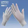 Guantes de Protección Solar para Mujer, Protección UV, Estilo Delgado de Verano, Sin Dedos, Compatibles con Pantalla Táctil, para Conducir, Ciclismo, Vehículos Eléctricos, Longitud Extendida, Transpirables con Sensación de Hielo