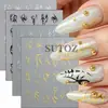 Adesivos de Unha Minimalistas com Padrão de Chama - Dourado, Prateado, Preto Três Tons Linha Oca Estilo Tatuagem Luxo Leve Manicure DIY