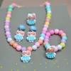 Nuevo Set de Joyería Infantil Princesa Lazo Concha Perla de Imitación Collar Pulsera Niñas Rosa Venta al por Mayor