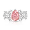 Venta caliente de transmisión en vivo: Anillo Flor de Hielo Cortada Flor de la Esperanza con Piedras Preciosas de Colores, Diamante de Alto Carbono Súper Brillante, Anillo con Forma de Pera Chapado en Oro Real