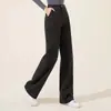 Pantalones de Lana de Espiga Anchos Nuevos 2025 para Mujer, Pantalones Largos de Otoño e Invierno, Pantalones Casuales Sueltos Engrosados de Cintura Alta Adelgazantes para Mujer