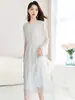 Vestido de Crepe de Seda Pesado de Hangzhou para Mulheres, Novo Modelo Verão 2026, Elegante e Emagrecedor Vestido de Seda de Amora de Comprimento Médio