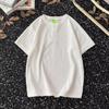 Camiseta para Homens e Mulheres, Estilo Verão Fino, Tendência Cor Sólida Gola Redonda, Estilo Hong Kong, Casual Ampla, Tamanho Grande, Versátil, Manga Curta