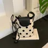 2026 Novo Estilo Fresco e Simples Design de Bolinhas Patchwork de Linho Bolsa de Ombro Bolsa Saco Sob o Braço Bolsa Feminina Bolsa de Nicho