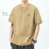 Camiseta de Manga Corta de Algodón Pesado para Hombre, Estilo Americano, Moderna, Corte Holgado, Talla Grande, Nueva Camiseta Base de Media Manga de Verano