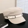 Gorra octogonal de lana para otoño e invierno de fábrica, con hebilla de cinturón de cuero, gorra de repartidor, adelgazante, gorro cálido retro británico