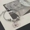 Estilo Doce e Cool Colar de Pérolas com Laço Rosa Feminino Luxo Leve Design de Nicho Versátil Simples Estilo de Alto Padrão Corrente de Clavícula Tendência