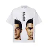 Camiseta Cristiano Ronaldo transfronteiriça de verão cor sólida versátil casual algodão pesado manga curta vintage lavada na neve comércio exterior estilo americano
