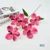 Flores Artificiales de Seda para Decoración de Salón de Bodas, Arreglos Florales, Decoración del Hogar, Flores Falsas, Tallo Único de Orquídea Phalaenopsis Impreso en 3D con 5 Flores