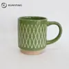 Taza de cerámica a cuadros en relieve vintage, multicolor, alto valor estético, taza de desayuno, taza de regalo, venta al por mayor, se puede imprimir con logo