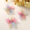 Flor de organza tridimensional cosida a mano gradiente de colores flor de cinco pétalos DIY pasador broche tocado zapatos y sombreros accesorios de ropa