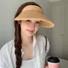 Novo Chapéu de Sol de Palha com Top Aberto para Frescor de Verão~ Chapéu de Sol Estilo Faixa de Cabeça de Palha de Aba Larga para Uso Externo no Verão Que Faz o Rosto Parecer Menor