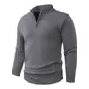 Suéter de Color Sólido para Hombre Otoño e Invierno con Media Cremallera y Cuello Alto Casual de Negocios Cuello Acanalado Pulóver Cálido Capa Base de Punto