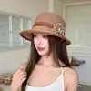 Novo Chapéu de Sol de Verão Feminino, Chapéu Balde Fashion para Proteger do Sol, Chapéu de Tricô Floral Versátil para Uso Externo