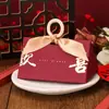 Nueva caja de dulces creativa para boda color vino tinto caja de dulces portátil simple bolsa de dulces dorada cartón vacío