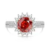 Región de EE. UU. Transmisión en Vivo TK Venta Caliente Gema de Color Diamante de Alto Carbono Corte Rosa Anillo de Girasol Tendencia de Moda para Mujer Anillo Versátil para Mujer