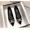 Zapatos Planos de Punta Fina con Tacón Delgado y Lazo Estilo Francés Diario Otoño 2025 Nueva Colección Primavera/Verano 2026