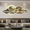 Nova Pintura Decorativa de Sala de Estar em Estilo Chinês Paisagem Pintura com Luz LED Pinheiro Acolhedor Parede de Fundo de Sofá Pintura Pendurada Mural Atmosférico de Alto Nível