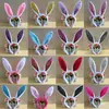 Junio 1 Pascua Lentejuelas Peluche Orejas de Conejo Blanco Diadema de Halloween Lindo Adorno para la Cabeza Código QR Regalo