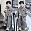Conjunto de Primavera para Niños 2026 Nuevo Estilo Mediano y Grande Conjunto Rayado de Primavera para Niños Niños Niñas Mismo Estilo Moda Conjunto de Dos Piezas Coreano