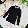 Suéter Básico para Niñas Otoño e Invierno 2025 Suave Infantil Grueso Perla Cuello Medio Alto Dulce Camisa Básica Versátil de Moda