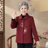 Nuevo Top Retro Bordado con Cuello Alto para Primavera y Otoño para Mujeres de Mediana Edad y Mayores, Abrigo Grueso Holgado Estilo Chino, de Longitud Media