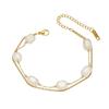 Pulsera de Acero de Titanio para Mujer, Diseño de Nicho con Piedra Triturada Verde Natural, Estilo Dulce Japonés y Coreano, Joyería de Pulsera de Moda Hecha a Mano