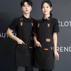 Delantal impermeable y a prueba de aceite con logo impreso personalizado, ropa de trabajo especializada para restaurantes de té de burbujas y café, uso en cocina y delantal publicitario para supermercados