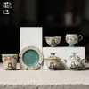 Mo Ji Piedra de Fuego Rojo Naranja Catalán Suerte Gato Serie Uso Doméstico Gongfu Juego de Té Tapa de Tetera Tazón Posavasos Taza de Cata Taza de Té Colección