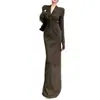 Vestido Elegante com Decote V e Design Torcido para Mulheres, Novo para Outono, de Alta Qualidade, Estiloso, Versátil, Emagrecedor, Básico, Longo