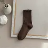Meias Femininas de Cano Médio, Estilo Primavera e Outono, Meias com Renda Franzida, Meias Slouch Versáteis Estilo Ins, Meias Femininas JK Outono e Inverno com Solas de Algodão
