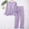 Pantalones de manga larga para mujer 2023 con almohadilla para el pecho, finos, sueltos, de color sólido, con cuello en V, ropa de casa dulce, entrega al por mayor
