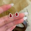 Mini pendientes de calabaza de circón para mujer, nuevos pendientes de estilo chino, exquisitos, únicos y modernos, para ir al trabajo y combinar con todo.
