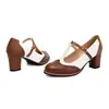 Nuevos zapatos de moda para mujer, zapatos de corte bajo para mujer con suelas de goma, antideslizantes, con bloques de color, hebilla, punta redonda, tacones altos de corte bajo