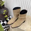 Botines Retro de Tacón Grueso Plegados Estilo Coreano para Mujer 2026 Otoño Nuevas Llegadas Botines Cortos para Mujeres Petites Botas Martin Botas Vaqueras Occidentales