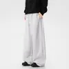 Pantalones Deportivos Largos para Mujer Grises de Hoja Curva, Nuevos para Primavera Otoño, Estilo Americano, Holgados, con Caída, Pierna Ancha