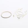 Pulsera de Diamantes para Mujer de Estilo Simple Dulce de Moda Estrella de Cinco Puntas Luna Corazón Pulsera Abierta Set de 4