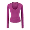 Camiseta Básica de Manga Larga con Cuello en V Estilo Retro Puro Deseo para Mujer 2026 Otoño Nueva Llegada Elástica Ajustada Color Sólido