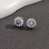 Atacado Transfronteiriço Brincos Elegantes com Incrustações de Flores, Design Estrelado com Múltiplos Diamantes, Brincos de Tarraxa com Diamantes Multicores para Mulheres, Toque de Luxo Leve e de Alta Qualidade
