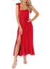 Vestido de verano europeo y americano de color sólido con tirantes de lazo, falda larga con volantes, decoración de lazo adelgazante, estilo sexy de chica caliente