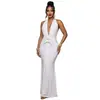 C7789 Transfronterizo 2026 Nuevo Vestido de Noche para Mujer con Escote Halter, Escote en V Profundo, Plisado, Estilo Sirena, Corte Ajustado, Vestido de Fiesta