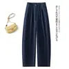 Calça Casual Versátil de Cintura Elástica com Cordão, Perna Larga, para Mulheres, Estilo Novo Primavera 2026, Caimento Fluido, Emagrecimento, Solta, Reta, Calça Curva