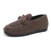 Venda Quente Transfronteiriça Sapatos de Inverno Femininos Peludos Mocassins Laço Bola de Pelo Solado Macio Com Pelúcia Algodão Fábrica Fornecimento Direto