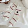 Meias femininas outono/inverno AB meias de cano médio meias de empilhamento de cachorrinho meias de algodão coreanas listradas meias femininas europeias da moda